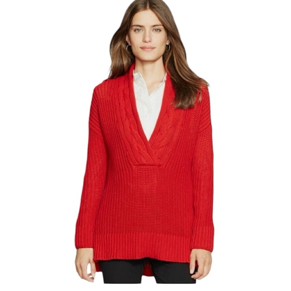 LAUREN RALPH LAUREN V-neck Cable Knit Sweater, Size‎ PETITE XSMALL - Picture 1 of 11